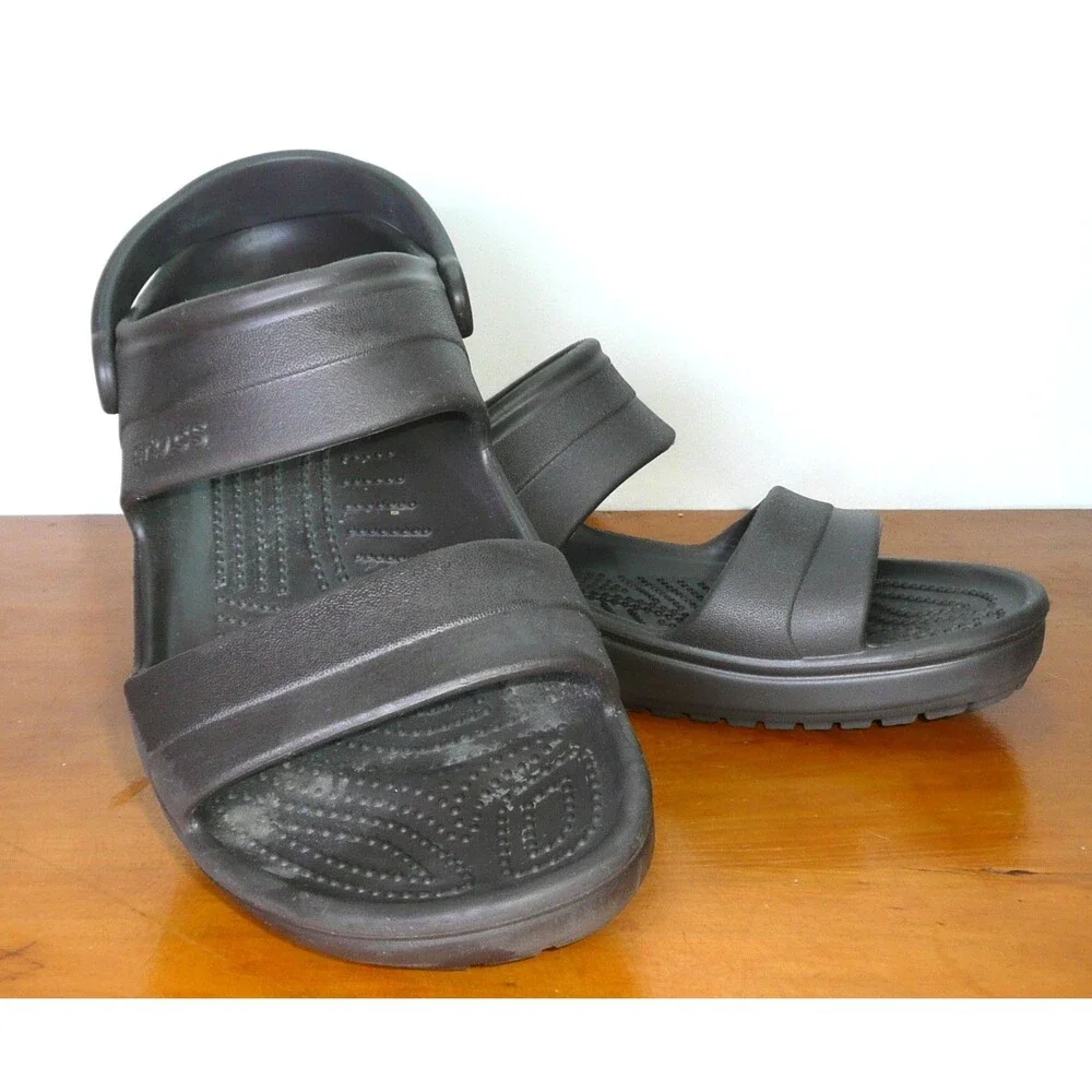 Crocs Classic 2 Strap Sandals Brown Men's Size 13 Excellent Condition Heel Strap